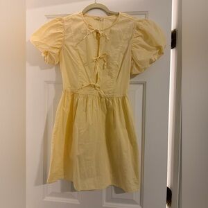 Yellow Women’s Mini Dress with Puff Sleeves Size S